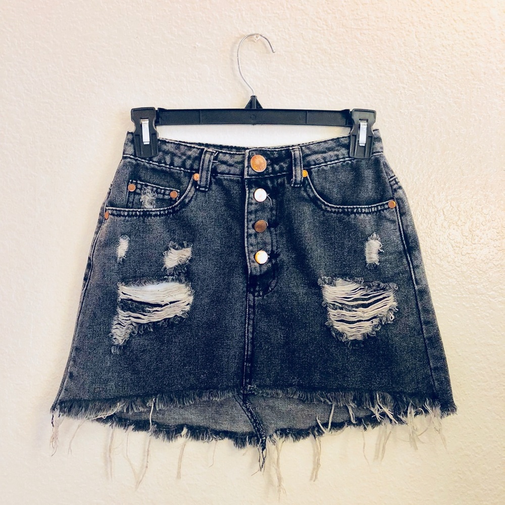 Black Denim Skirt.